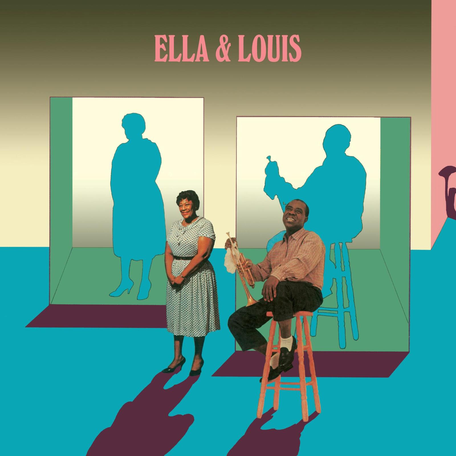 Ella Fitzgerald and Louis Armstrong depicted on a vinyl album cover.