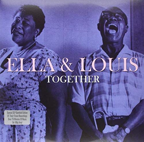 Ella Fitzgerald and Louis Armstrong on a purple-tinted vinyl album cover.