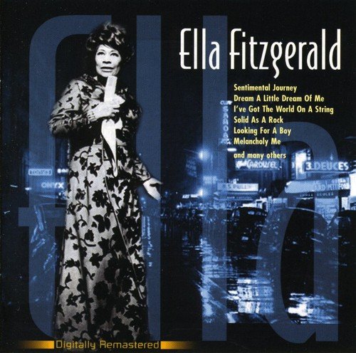 Ella Fitzgerald album cover featuring a portrait and city lights.