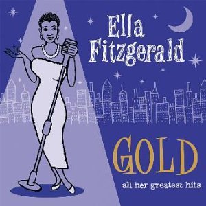 CD cover for Ella Fitzgerald’s “Gold” album, featuring an illustrated singer.