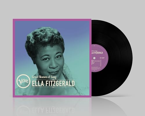 Ella Fitzgerald vinyl record cover and black disc with pink label.