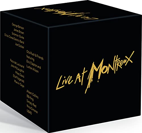 Black box set with gold Live at Montreux text and a list of artists.