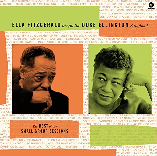 Vinyl cover featuring portraits of Duke Ellington and Ella Fitzgerald against orange and green.