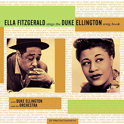 Album cover featuring portraits of Duke Ellington and Ella Fitzgerald over song titles.