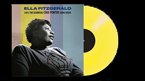 Ella Fitzgerald album cover next to a solid yellow vinyl record.