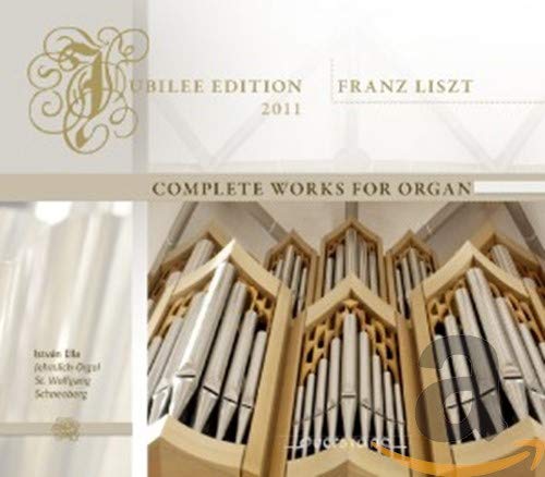 CD cover for Liszt's complete organ works, featuring organ pipes.