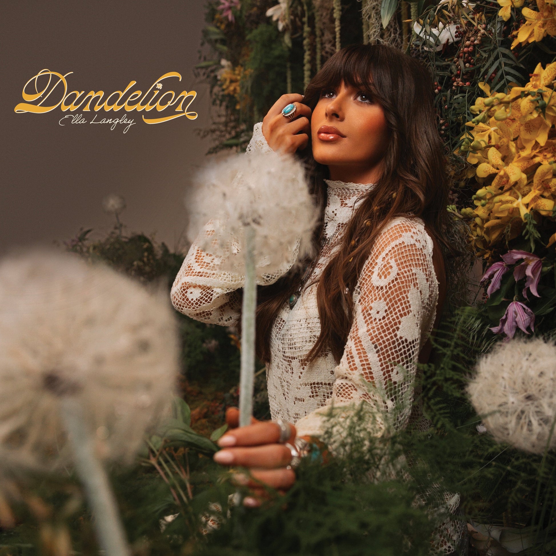 CD case with Ella Langley's album artwork and title Dandelion on a plain background.