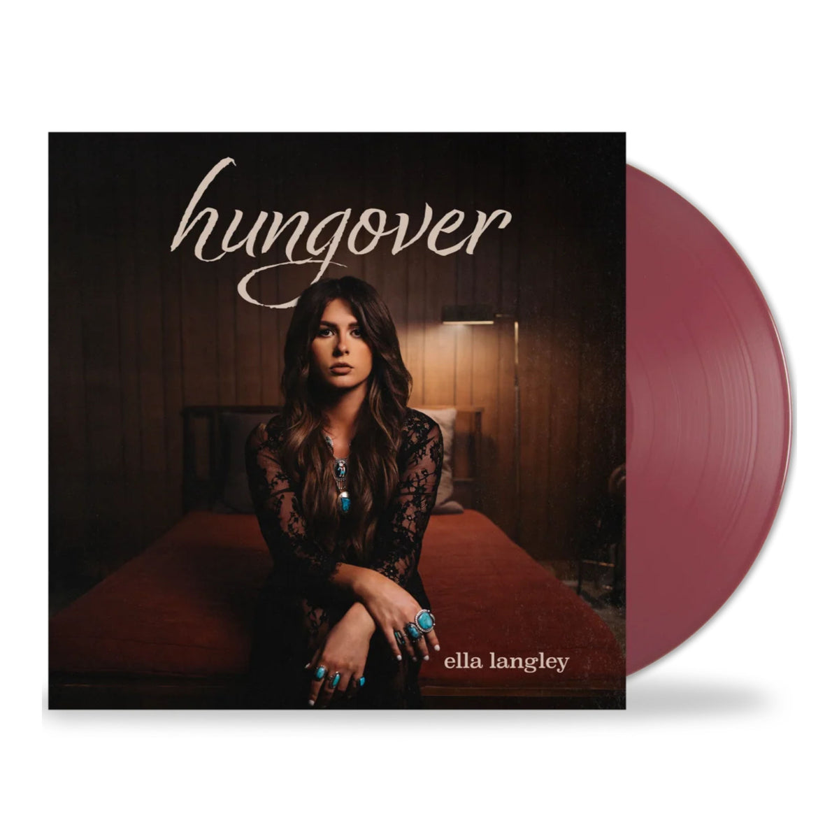 Vinyl record of Ella Langley’s “Hungover” album with a portrait cover.