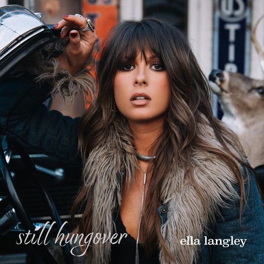 Ella Langley album cover: woman with long brown hair and fur stole.