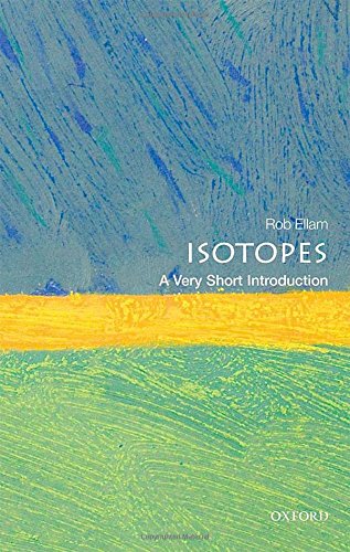 Book cover: "Isotopes" with abstract blue, green, and yellow paint strokes.