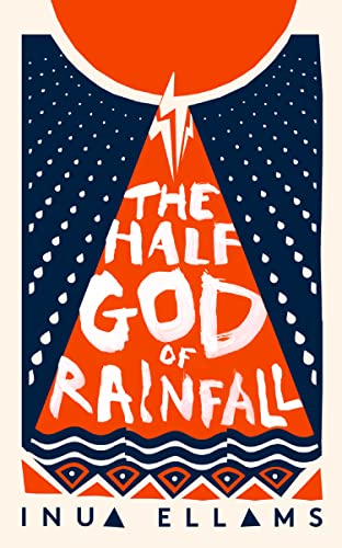 Book cover with an orange triangle, white text, and dark blue rain patterns.
