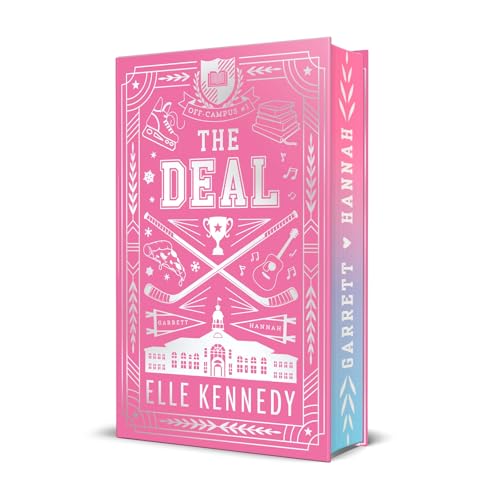Pink book cover with silver illustrations of sports equipment and a building.
