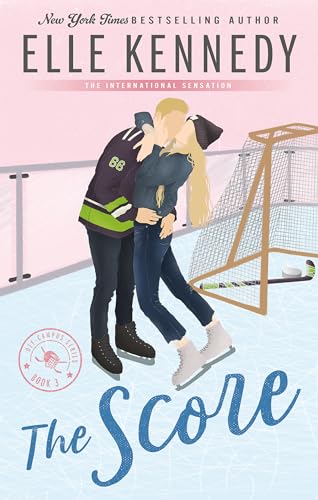 Book cover: couple embracing on ice with hockey net in background.