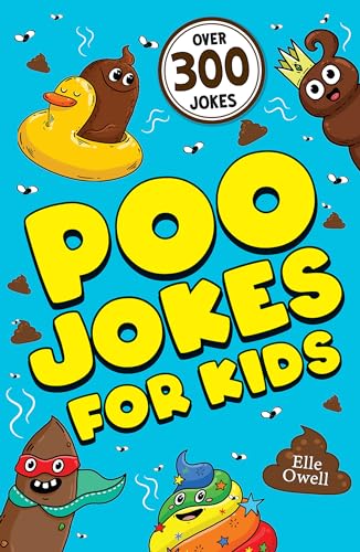 Book cover with cartoon poo characters on a blue background and yellow text.
