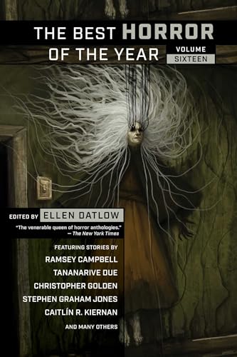 Book cover: ghostly figure with string-like hair in a dark doorway.