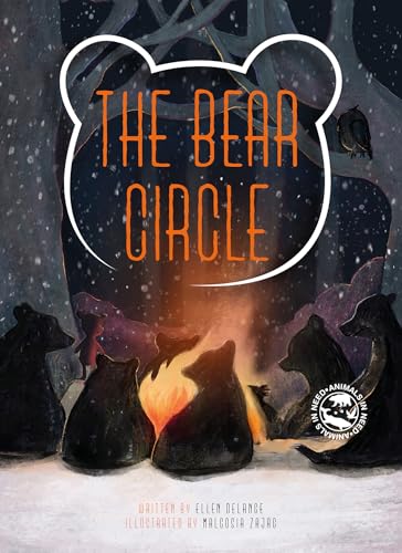 Book cover: bears gathered around a campfire in a snowy forest.