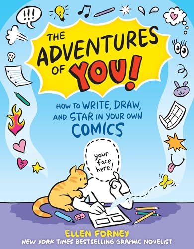 Book cover with cartoon cat drawing, speech bubbles, and colorful doodles.