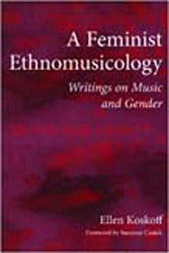 Book cover: “A Feminist Ethnomusicology” with purple and white text.