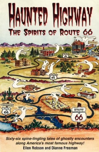 Book cover: "Haunted Highway" with ghosts along Route 66 illustration.