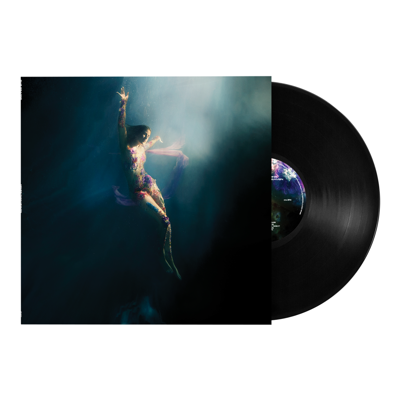 Ellie Goulding’s “Higher Than Heaven” vinyl record with underwater album art.
