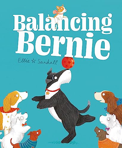 Book cover: black and white dog balancing a red ball, surrounded by others.