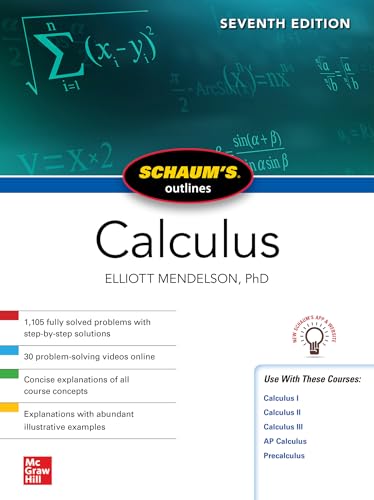 Cover of "Schaum's Outline of Calculus" textbook with equations.