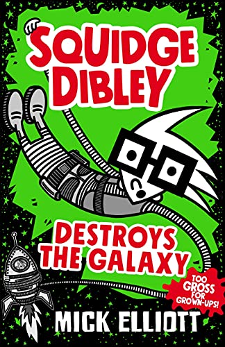 Book cover: cartoon astronaut with a box head on a green background.