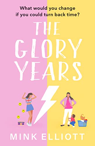 Book cover with two women, a lightning bolt, and 90s imagery.