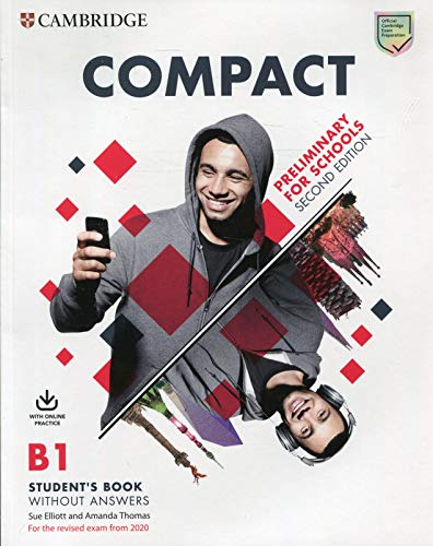Cambridge Compact Preliminary for Schools student book cover with young adult.