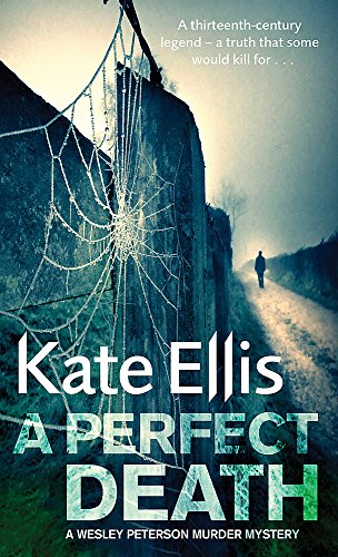 Book cover: stone wall, spiderweb, and a figure walking down a lane.