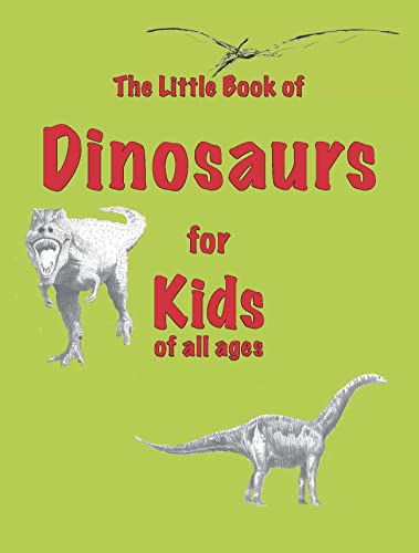 Book cover with dinosaurs, including a T-Rex and Brachiosaurus, on green.