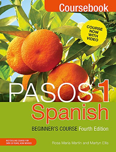 Pasos 1" Spanish beginner's coursebook, fourth edition, with orange tree image.