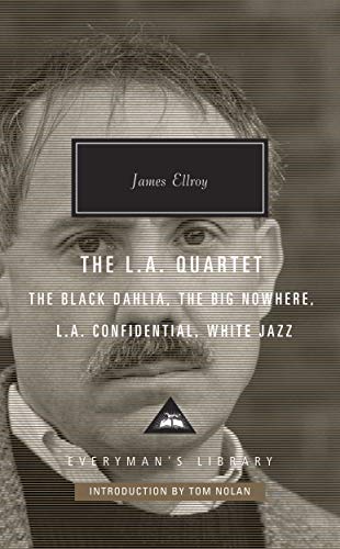 Book cover featuring a sepia-toned portrait of James Ellroy with white text overlay.