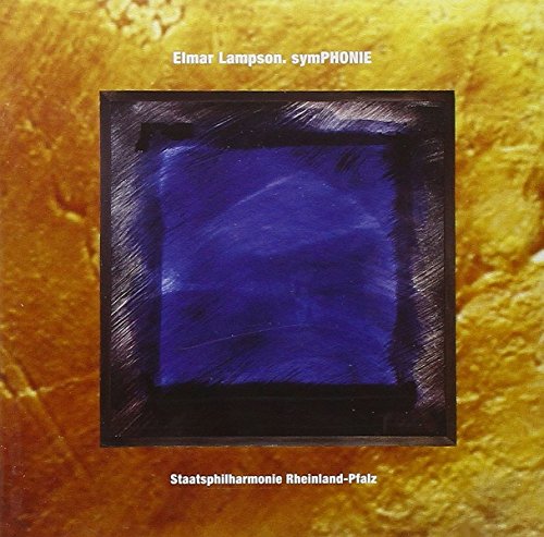 CD cover for Elmar Lampson’s orchestral works, abstract blue painting.