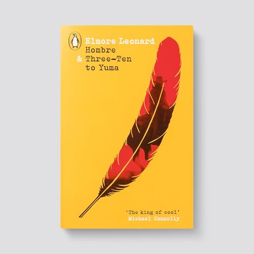 Yellow book cover with a red feather and the title "Hombre & Three-Ten to Yuma".