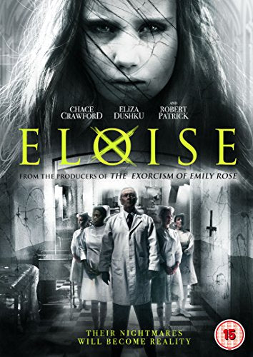 "Eloise" DVD cover featuring a girl's face and four adults in a dimly lit hallway.