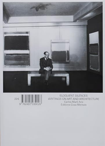 Black and white book cover featuring a man seated before abstract paintings.