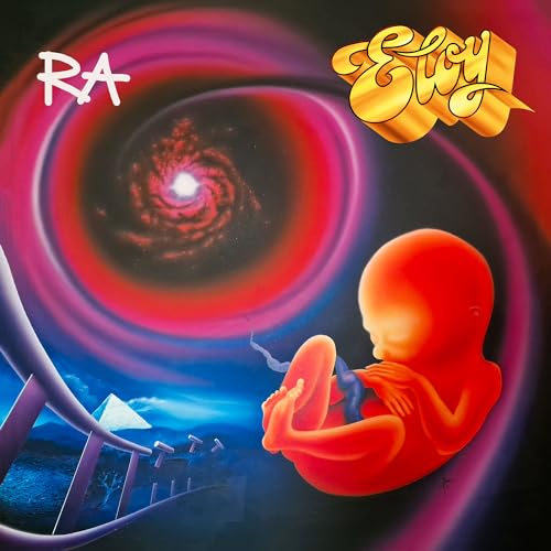 CD cover for Eloy’s “RA” featuring a swirling galaxy and fetal figure.