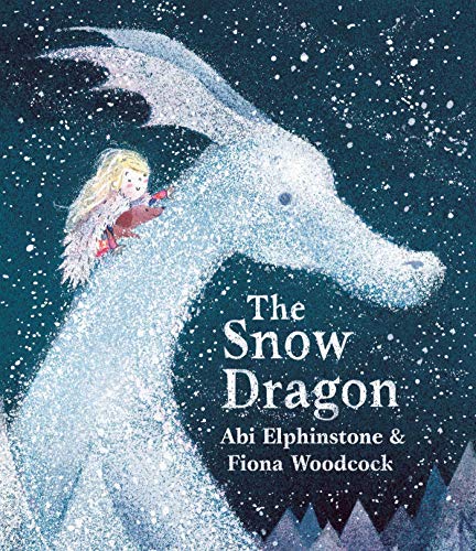 Book cover: a girl riding a large, white, snowy dragon against a dark sky.