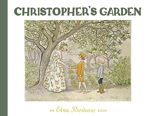 Book cover illustration of a woman and two children in an apple orchard.