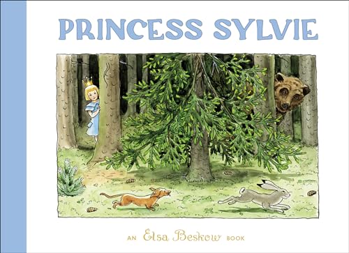 A princess, a bear, a dog, and a rabbit in a forest illustration.