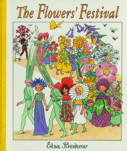 Book cover illustration showing children dressed as various flowers and plants in a procession.