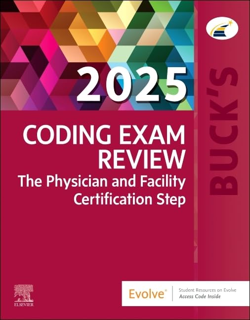 Book cover: "Buck's Coding Exam Review 2025" with colorful geometric design.