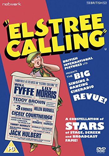DVD cover for Elstree Calling featuring a woman holding a list of performers.
