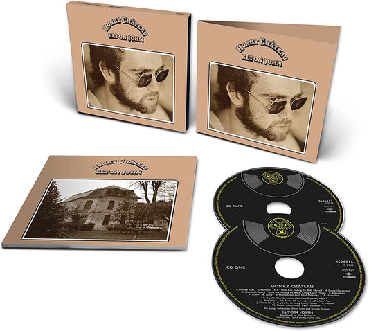Elton John Honky Château 2CD set including gatefold cover, booklet, and two black discs.