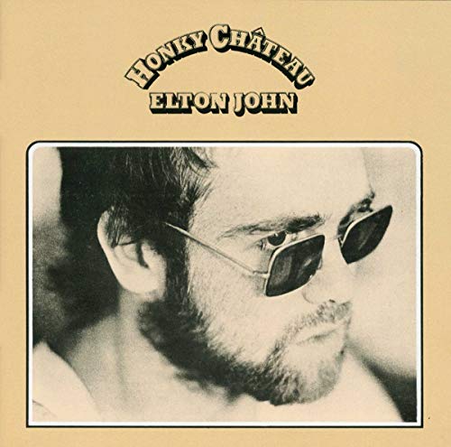 Elton John's "Honky Château" CD cover with a portrait of him in sunglasses.