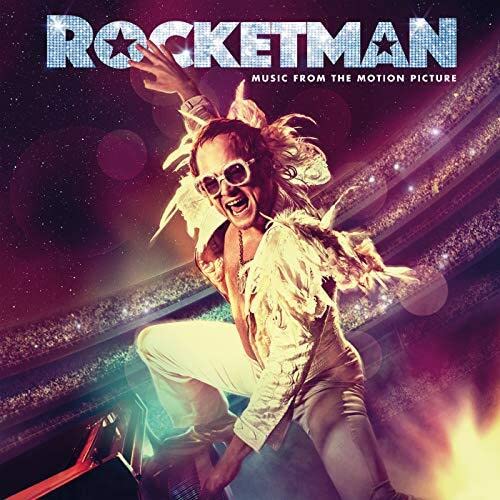 “Rocketman” CD cover featuring Taron Egerton as Elton John performing.