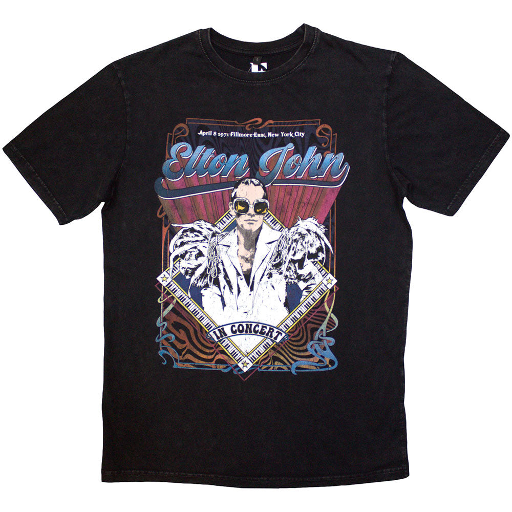 Vintage-style Elton John t-shirt, stone wash effect, unisex, size XX-Large.