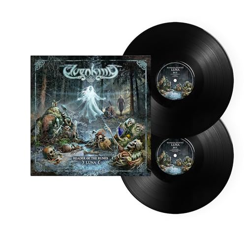 Elvenking Reader of the Runes Luna vinyl album cover and two black vinyl records.