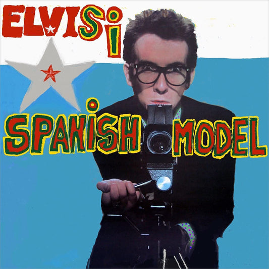Elvis Costello album cover, “Spanish Model,” featuring a man with a camera.